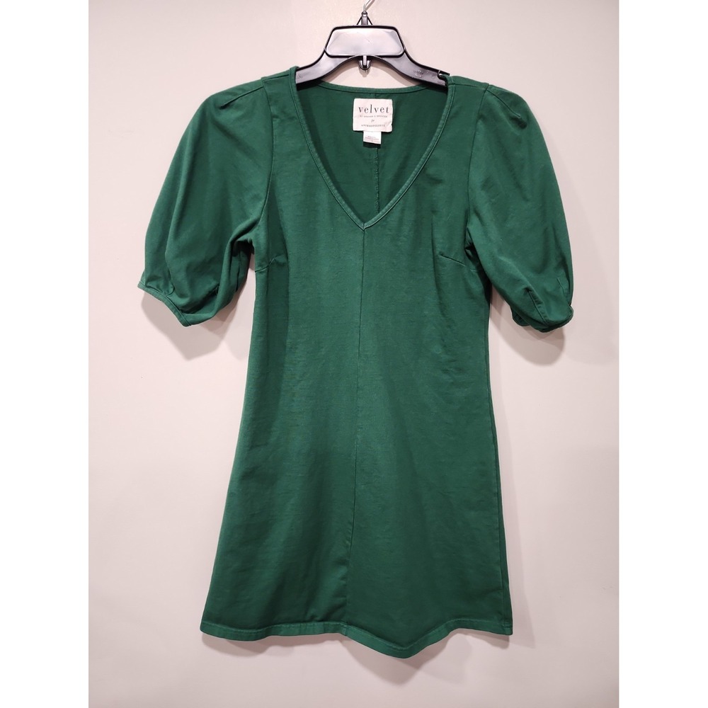 Velvet Graham & Spencer Anthropologie Dress Womens Puff-Sleeve V-Neck Sz Small